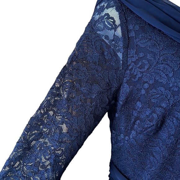 NEW Marina Navy Blue Lace Floor Length Formal Event Evening Dress Sz 6 - Picture 11 of 15
